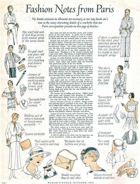 Fashion Notes from Paris, 1931. #vintage #1930s #accessories