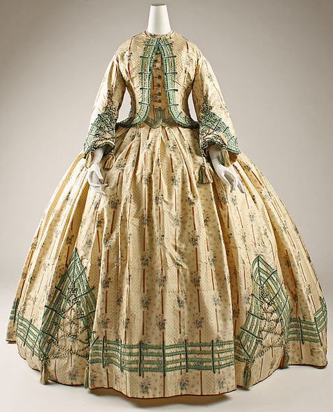 Dress Date: ca. 1862 Culture: French Medium: silk Dimensions: Length at CB (bolero): 19 in. (48.3 c…