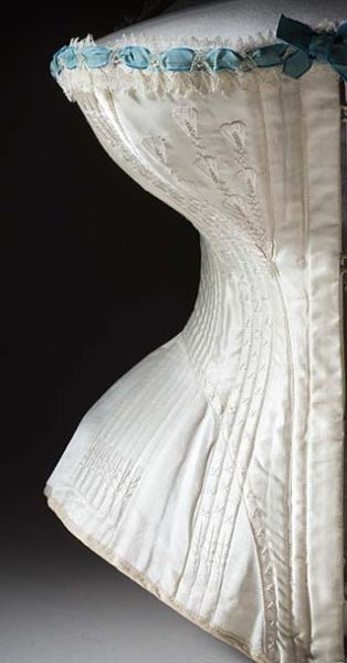 Corset | LACMA CollectionsUnited States, circa 1895 Costumes; underwear (upper body) Silk satin and…
