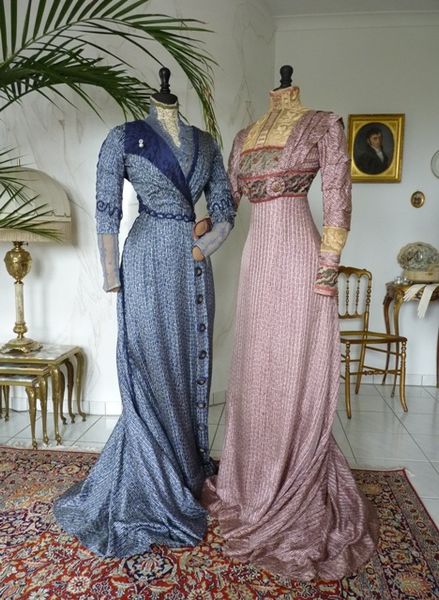 Art Nouveau Silk Afternoon or Reception Gowns, ca. 1910 #edwardian