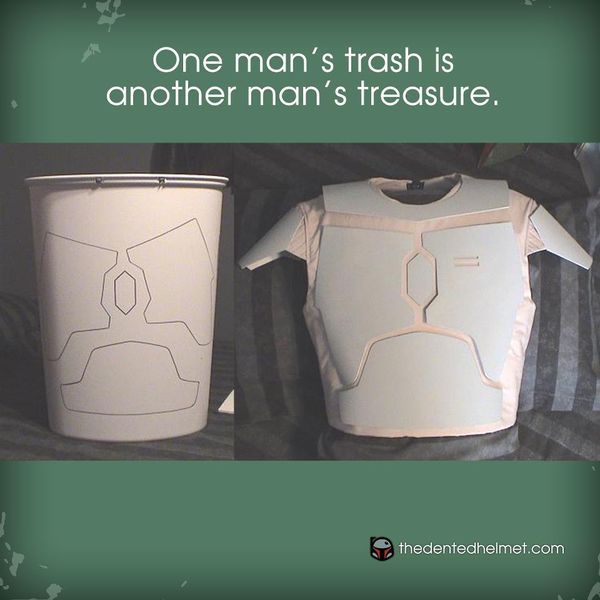 Turn a plastic trash can into armor. So, so smart.