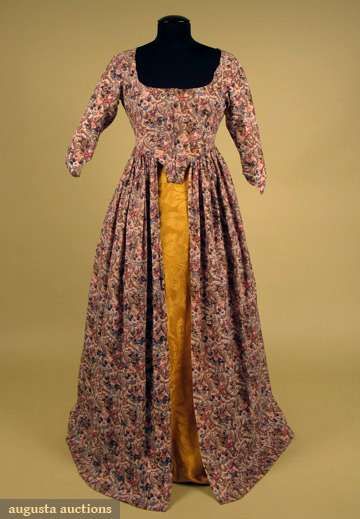 PRINTED COTTON OPEN GOWN, ENGLAND, 1780s