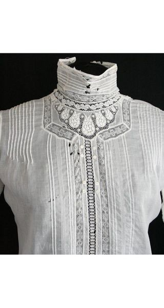 Edwardian blouse with lace insertions and pintucks.