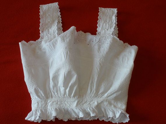 Antique Italian cotton and broderie anglaise lace corset