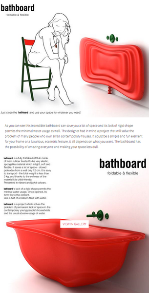 Excellent for small spaces, this unique, space-saving bathtub was designed by Sylwia Ulicka Rivera.…