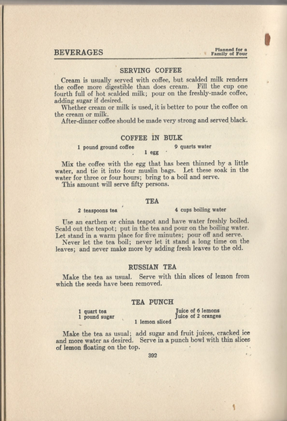 Suggestions for Afternoon Tea From The Institute Cook Book, 1918, by Helen Cramp