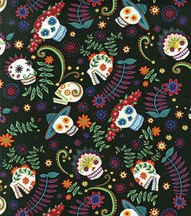 Novelty Cotton Fabric-Flower Skulls : novelty quilt fabric : quilting fabric & kits : fabric : …