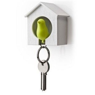 Sparrow Birdhouse Key Ring