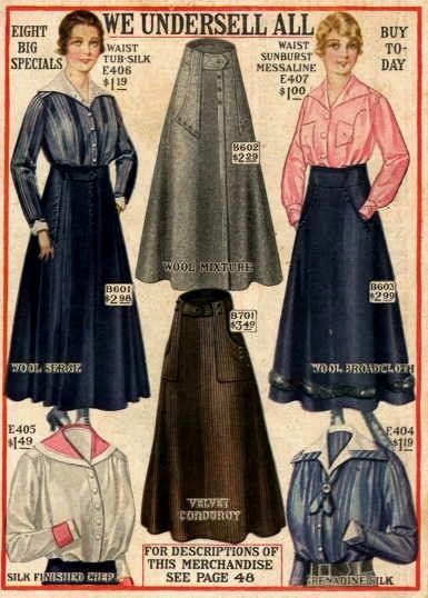 Skirt and blouse styles from 1916