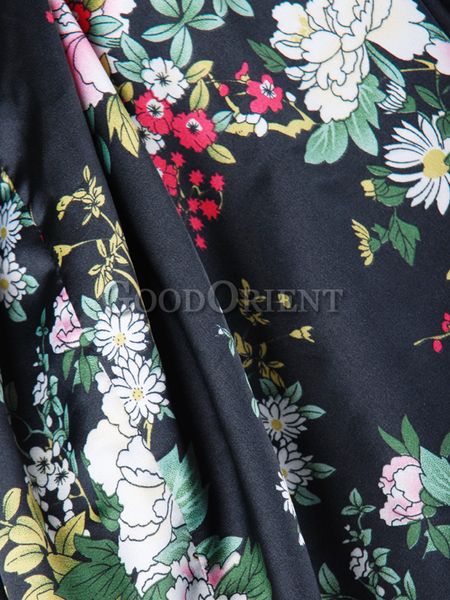 Black Peony Fabric