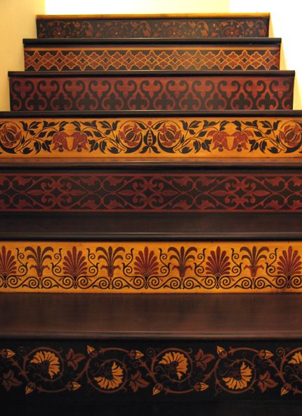 Stenciled risers Royal Design Studio stencils