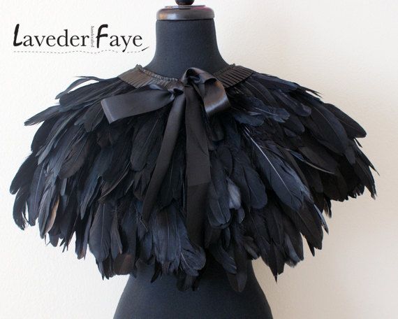 Couture Black Goose Feather Capelet Wrap  Laveder by LavederFaye, $98.99