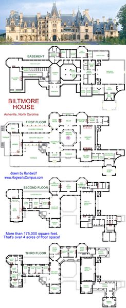 Biltmore House, with floor plans