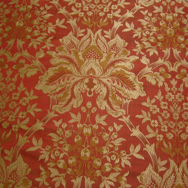 Coral & Gold Silk Damask - Renaissance Fabrics (2)