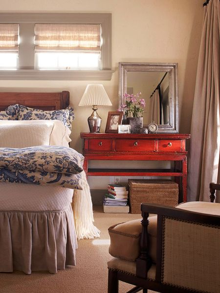 Painted red furniture. LOVE the pop that this gives.