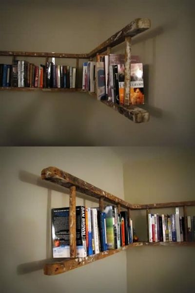 Cool idea... vintage ladder bookcase. Love using old things to decorate with... adds a lot of chara…
