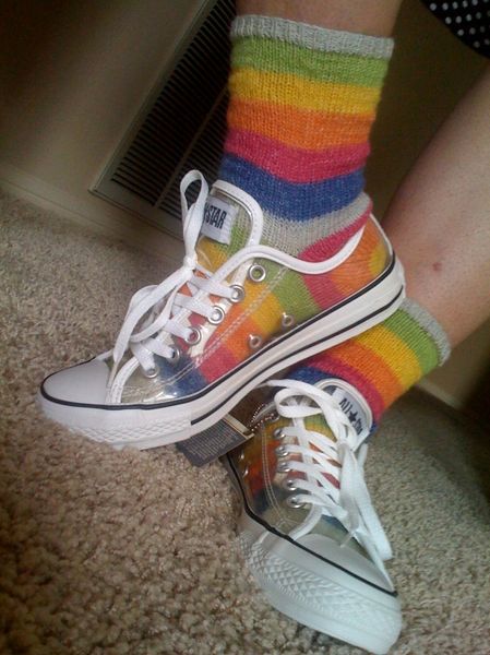Show off your #knit socks with clear shoes! What a cool idea!