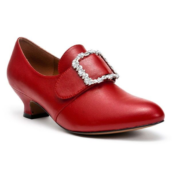 "Kensington" 18th Century Leather Shoes (Red)