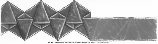 1871.  Der Bazar: illustrirte Damen-Zeitung.  Ribbon trim with dunce cap/cone points.