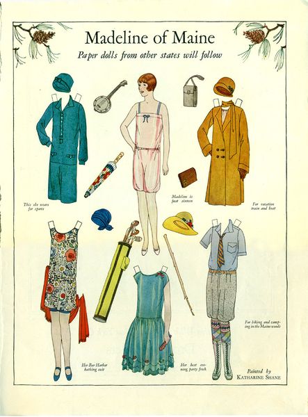 Antique Magazine Paper Doll Madline of Maine 1927 Womens Home Companion New York Fashion