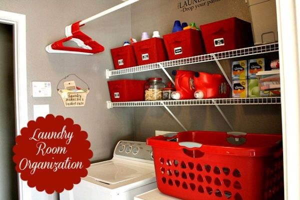 Laundry Room Organization - The shelves and the bar