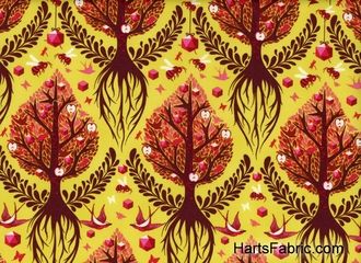 Tula Pink Birds and Bees Tree of  Life Cotton Fabric Honey
