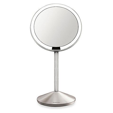 The simplehuman 10X magnification mini sensor travel mirror combines sleek style with functional d…