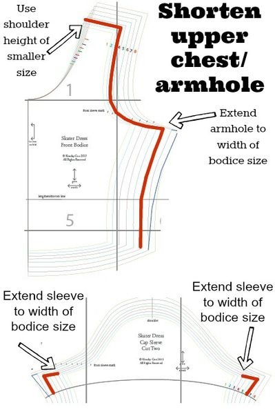 Shortening upper chest and armhole