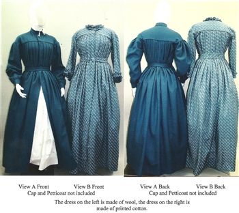 1840s—1860 Ladies’ Pleated Wrapper, Morning Dress, Work Dress and Maternity Dress with pleated …