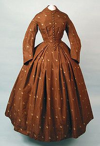 Figured Silk Day Dress, 1858-1862