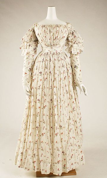 Dress, late 1820s, British, cotton. Metropolitan Museum of Art.