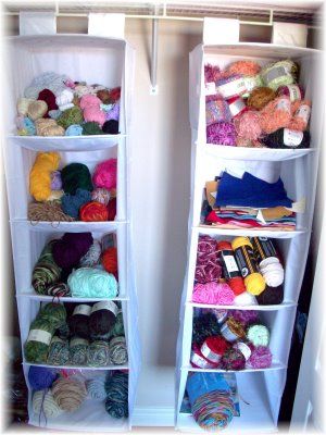Use closet hangers for easy #yarn storage