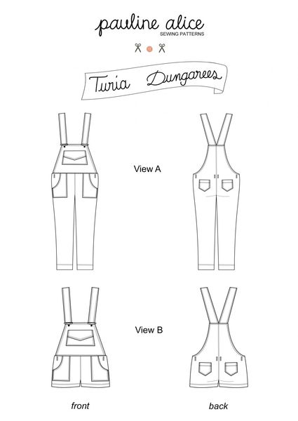 TURIA DUNGAREES - Printed or PDF Pattern by http://www.paulinealicepatterns.com/turia-dungarees?lan…