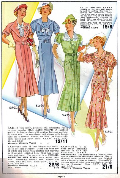 Four wonderful warm weather dresses from Worth's Spring & Summer 1937. #vintage #1930s #fashion #il…