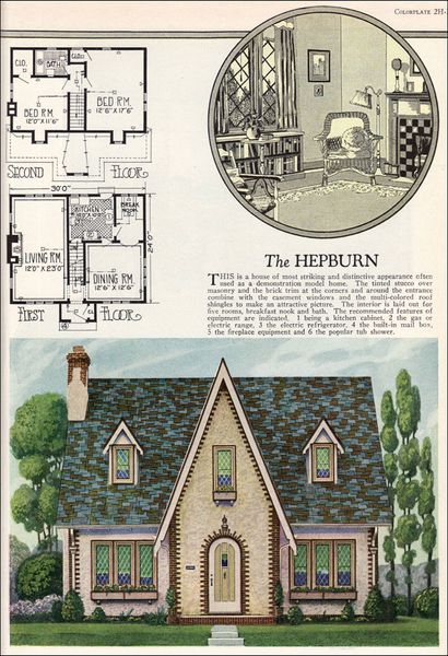1927 American Builder - Hepburn by Radford  This is an unusually symmetrical English Cottage style …