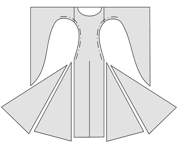 A costume medieval Bliaut pattern with big triangular gores