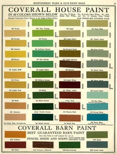 Montgomery Ward house paint colors 1915