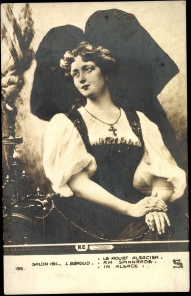 Postcard Trachten Elsaß, Am Spinnrad, Elsässerin | akpool.co.uk