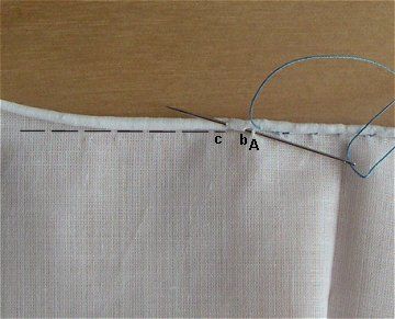 Make couture rolled hems by hand (in French): roulotte-le-point