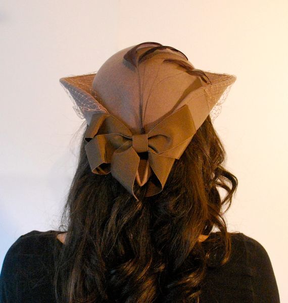 Slate Gray Vintage Hat: 1940s Hat - Georgi, Church Hat, Tricorne, Derby. $58.00, via Etsy.