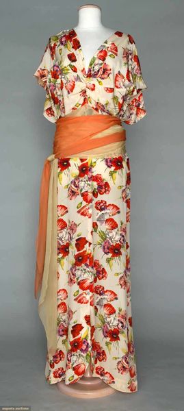 Floral Print Evening Gown, C. 1940.