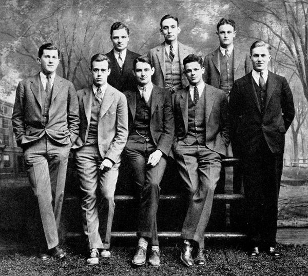 The Yale University Whiffenpoofs of 1927. The a cappella group embraces the fashions of the times w…
