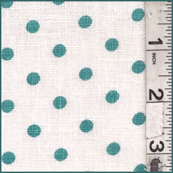 Cream/Teal Dot Linen - Discount Fabrics