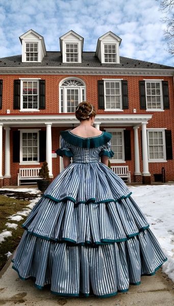 A crinoline period gown.