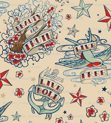 Seven Seas Tattoo fabric by Urban Threads