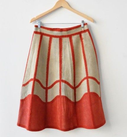 Leather patchwork skirt