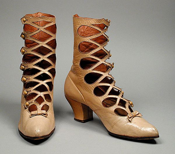 amazing pair of Victorian woman’s leather boots, circa 1895
