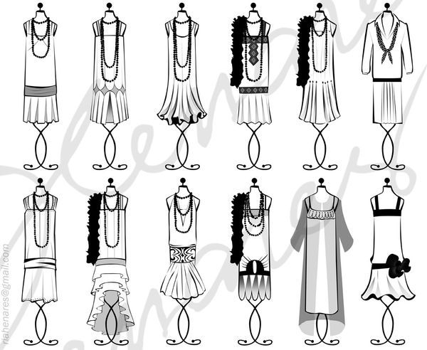 The different styles of flapper dresses in the 1920's