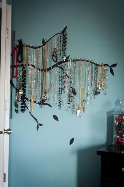 Paint a branch...add nails...necklace display!