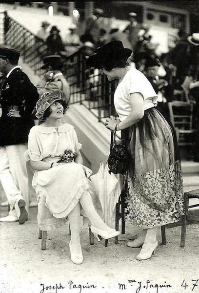 Jeanne Paquin at age 50 (right) at the races in Deuville, France, August 15, 1919.